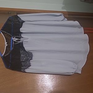 Black lace white blouse Brand Cato Fashion 14/16 good condition with a  tie